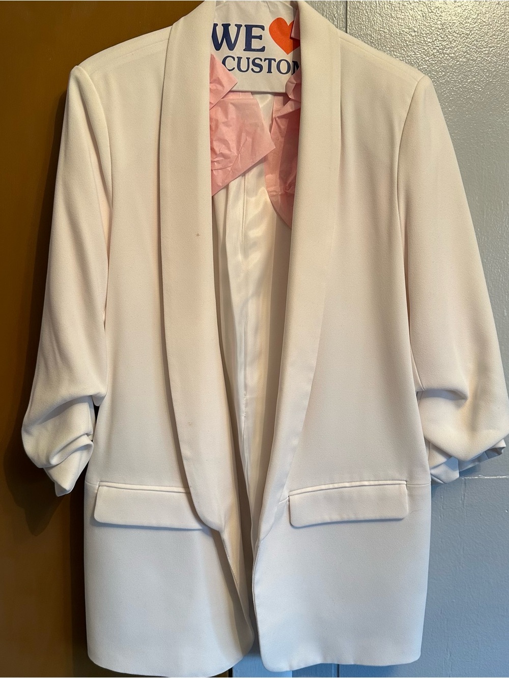 Zara White Open-Front Shawl Collar Blazer